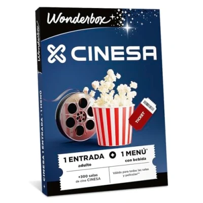 Imagen de WONDERBOX Caja Regalo Cine + menú para 1 Persona Entrada de Compuesto por Palomitas y Bebida Válido Durante 3 años Meses