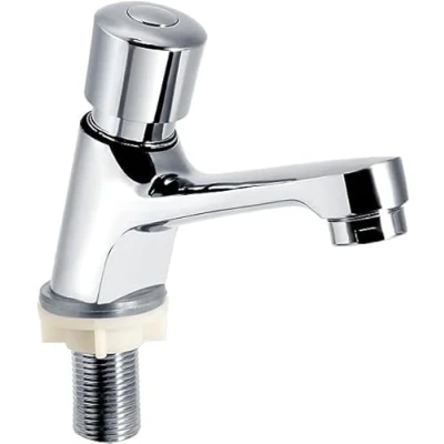 Imagen de grifo del fregadero baño de la cocina, Cromado a presión cierre automático ahorro agua Retraso lavabo