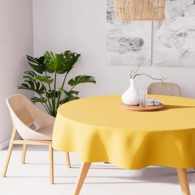 Imagen de Soleil d&#039;ocre Mantel Antimanchas Alix Redondo, Amarillo, Diametre 180 cm