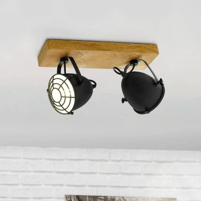 Imagen de EGLO Downlight Gatebeck, madera/negro, 2 luces, madera