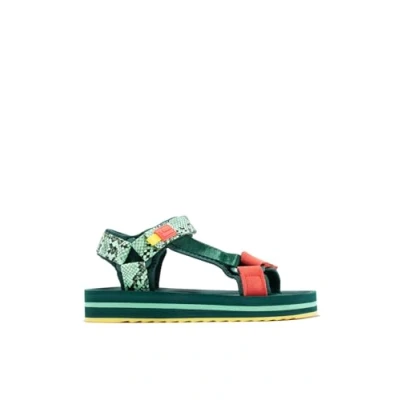 Imagen de D.Franklin Sandalias Mujer Forest High Franjas Verde deportivas planas cómodas para verano Talla (37)