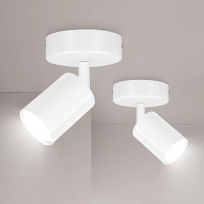 Imagen de Ketom 2 x GU10 Lámpara de Techo LED 1 Focos, Focos Orientables, Mate Blanco Apliques Interior, Modernas para Salon, Dormitorio, Cocina, Comedor, Sin Bombilla