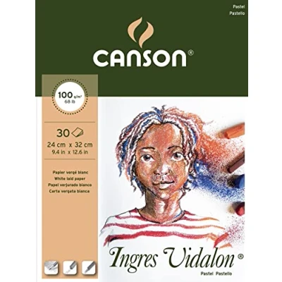 Imagen de Canson Ingres Vidalon Bloc encolado, 33% verjuradot, 24 x 32, 30 hojas, 100g, color blanco