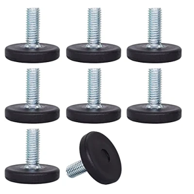 Imagen de SKIR&#039;CO 8 piezas, patas niveladoras de muebles M8 x 20 mm, redondas metal ajustables, vástago roscado, pie deslizante nivelador