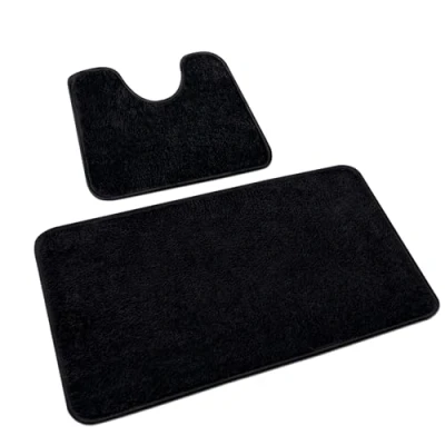 Imagen de Rururug Juego de Alfombrillas baño Microfibra Lavable, 2 Piezas, Antideslizantes, para y Inodoro, Alfombra baño, 50 x 80 cm + 40