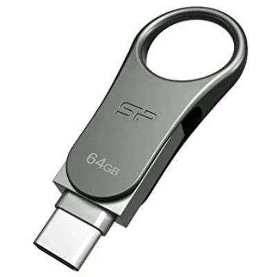 Imagen de Silicon Power Mobile C80 Unidad flash de 64 GB, móvil, para tipo C, dispositivos móviles, titanio/zinc
