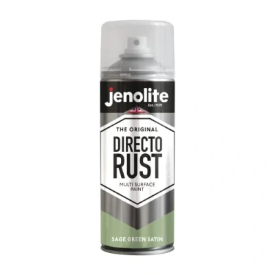 Imagen de JENOLITE DIRECTORUST Pintura en aerosol satinada VERDE SALVIA 400ml multisuperficie todo uno: metal, madera, plástico Aplicar directamente sobre el óxido RAL 7494C