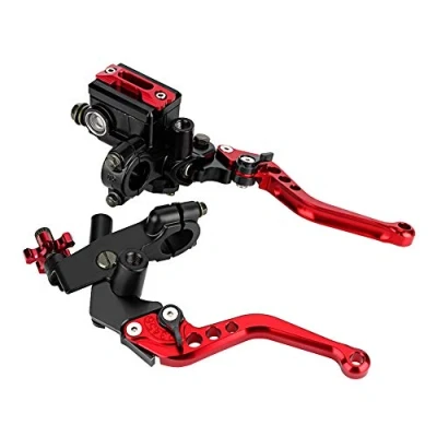 Imagen de EBTOOLS Modificación de la Motocicleta 7/8&quot; 22mm Palanca Freno y Embrague Hidráulico Par Izquierda Derecha Tanque Metal Adecuado para Mayoría Motocicletas(Rojo)