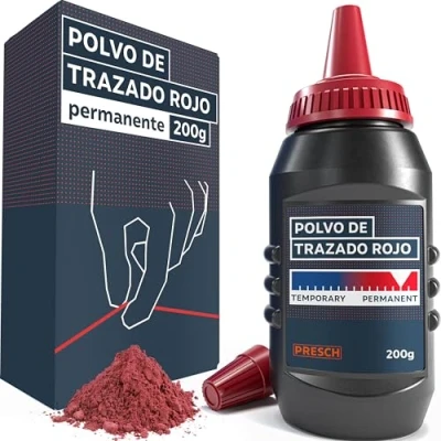 Imagen de PRESCH polvo de Trazado rojo 200 g Líneas claras y visibles gracias a su intenso color Tiza resistente la intemperie para uso en exteriores batir