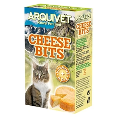 Imagen de ARQUIVET Cheese bits de Queso 40 gr Snacks para Gatos Bocaditos Golosinas, chucherías, premios, recompensas, chuches