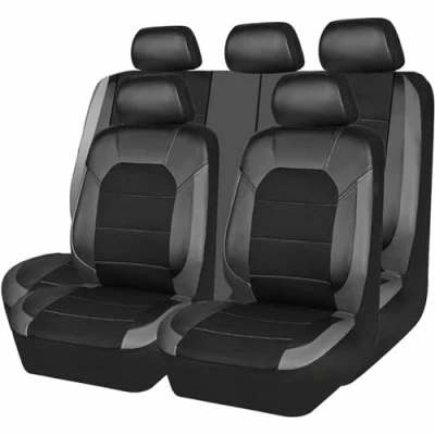 Imagen de CMQISHAN Fundas Asientos Coche para Fiat Stilo (3 Door) 2001 2002 2003 2004 2005 2006, 9 Piezas Delanteros y Traseros Juegos de Cubreasientos Protección, Funda Asiento Coche, Accesorios Coche,Grey