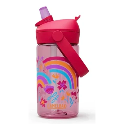 Imagen de CAMELBAK Bidón Thrive Flip Straw infantil con Tritan Renew, Vasos y tazas, Flores Arcoíris, 400 ml