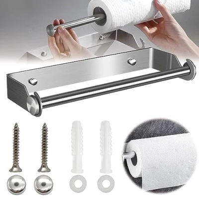 Imagen de Nizirioo Soporte Papel Cocina, Portarollos Portarrollos De Acero Inoxidable Rollo Cocina para Baño 28cm Plata