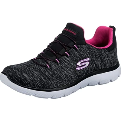 Imagen de Skechers SUMMITS QUICK GETAWAY, Zapatillas para Mujer, Black Mesh/ Pink &amp; Purple Trim, 37.5 EU