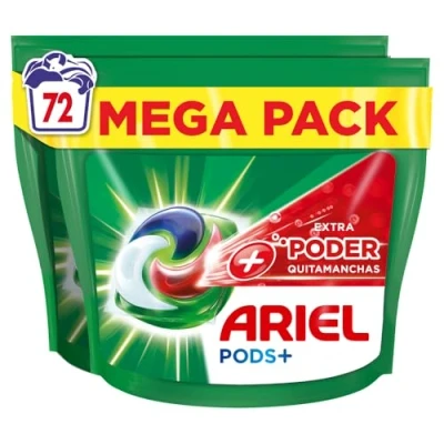 Imagen de ARIEL PODS Todo en 1 Detergente Lavadora Liquido Capsulas/Pastillas, 72 Lavados, Jabon Limpieza Profunda, Mas Poder Quitamanchas