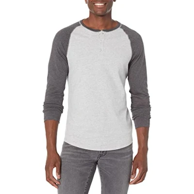 Imagen de Amazon Essentials Camisa Henley de Manga Larga Ajuste Entallado Hombre, Carbón Mezcla Gris Claro Mezcla, S