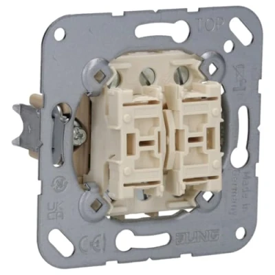 Imagen de JUNG 539U Mecanismo Pulsador, 10 AX / 250 V, Doble Conmutador
