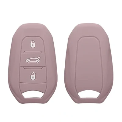 Imagen de kwmobile Funda Compatible con Peugeot Citroen Llave de Coche Smartkey 3 Botones (Solo Keyless Go) Carcasa Protectora Silicona para Case en Nube Violeta
