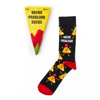 Imagen de Urban Eccentric Calcetines unisex Nacho Slice Regalo 1 par ricos de algodón premium Novedad Regalos, Multicolor, 6 11, Multicolor , 11