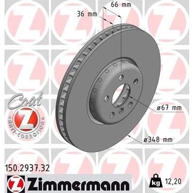 Imagen de ZIMMERMANN FORMULA F COAT Z 150.2937.32 Disco de freno BMW: 5 Berlina, X3, 7