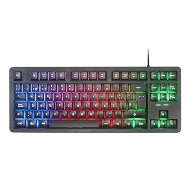 Imagen de Mars Gaming MK023, Teclado TKL, Tecnología Híbrida H Mech, Iluminación FRGB Rainbow, Anti ghosting, Compatibilidad Universal, Negro, Idioma Español