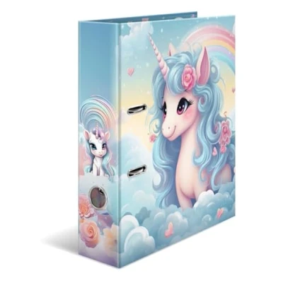 Imagen de HERMA Juego de 5 carpetas A4 Happy Unicornio, 7 cm ancho, archivador anillas con diseño jardín infantes, coloridas impresión interior para niños, niñas y niños