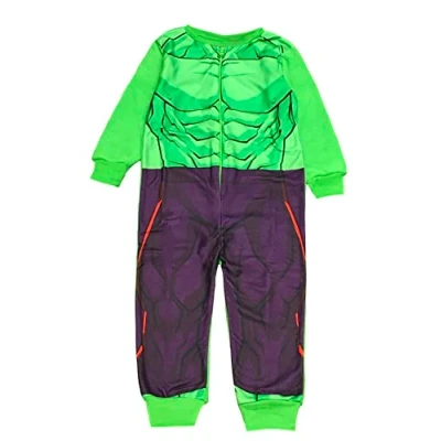 Imagen de Marvel Increíble Hulk Mameluco de forro polar para niños o niñas, pijama todo en uno, diseño Vengadores, color verde, 2 a 6 años, 5 Years