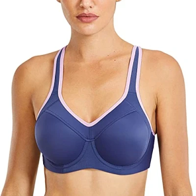 Imagen de SYROKAN Sujetador Deportivo Alto Impacto con Aros y Forro Ligero para Mujer Azul Medianoche 95C