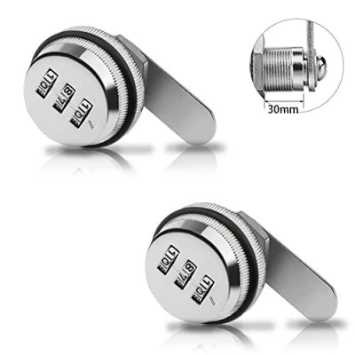 Imagen de 2 Piezas Combinacion Cam Lock Cerraduras,Cerradura de Combinación 3 Dígitos, Cerradura leva Lengüeta Giratoria para Caja Herramientas Gabinete Cajones Oficina (15 25 mm)