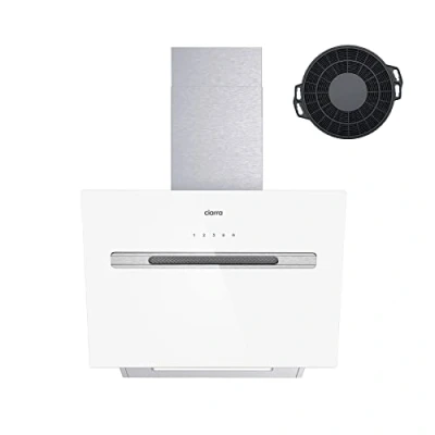 Imagen de CIARRA CBCS6736G Clase A+++ 60cm Campana Extractora de Pared Cocina Control Táctil y por WIFI 700m3/h Velocidad Boost Recirculación con Filtros Carbono Blanca