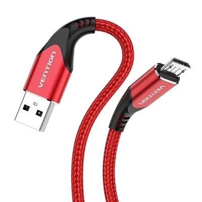 Imagen de VENTION Cable Micro usb 1m Mando ps4 Cargador ebook Kindle Tejido de Nylon Android (Rojo)