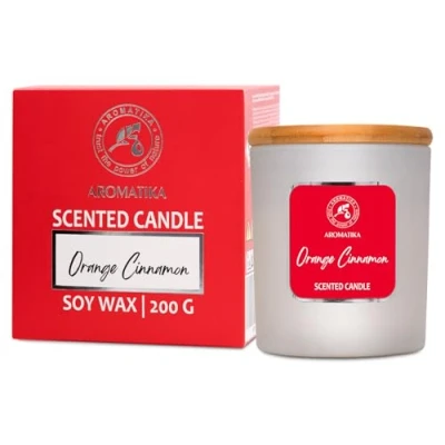 Imagen de Vela Perfumada de Naranja y Canela 200g Cera con Natural Aceite Esencial Aroma Navideño Aromaterapia SPA Idea para Cumpleaños Navidad