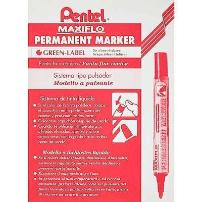 Imagen de Pentel NLF50 Marcador permanente (Rojo, Rojo, Plata), paquete de 12 unidades