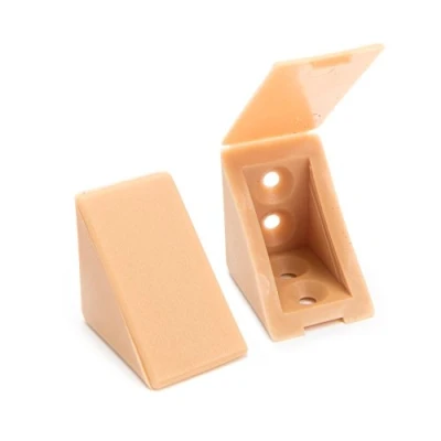 Imagen de 40 x sossai® Conector de muebles/conector angular con tapa BT1, 4 agujeros Color: haya Material: plástico