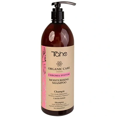 Imagen de Tahe Organic Care Champú hidratante para cabellos teñidos Chroma System con Ácido Hialurónico, Queratina Vegetal y Vitamina C (1000 ml)