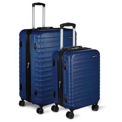 Imagen de Amazon Basics Maleta Rígida De ABS Con 4 Ruedas Giratorias, Juego 2 Unidades (55, 78 cm), Color Azul Marino