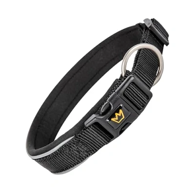Imagen de Rudelkönig Collar Perro Paola de Ajustable para Perros Collares Reflectantes en Negro Mediano