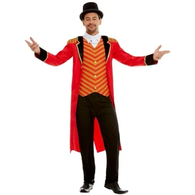 Imagen de Smiffys Disfraz de maestro ceremonias, Rojo, con chaqueta, camisa figurada y pantalones