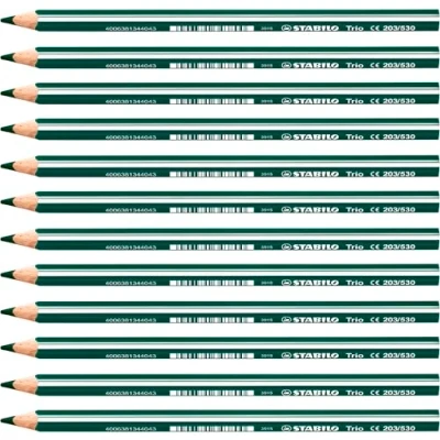 Imagen de Lápiz de Color triangular grueso STABILO Trio thick Caja con 12 unidades verde