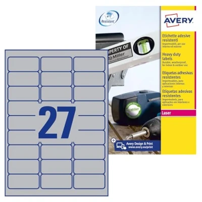 Imagen de Avery España Zweckform L6011 8 Rectángulo redondeado Permanente Plata 216pieza(s) Etiqueta autoadhesiva (Plata, redondeado, Permanente, DIN A4, Poliéster, Matte)