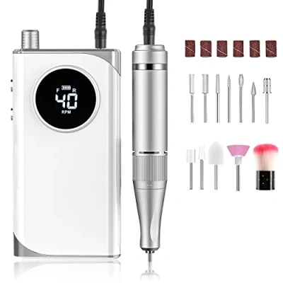 Imagen de Torno para Uñas Profesional 40000RPM, de Inalambrico Pulidor Lima Electrica Portatil Semipermanentes Acrilicas Manicura y Pedicura, Baja Vibración, Salón DIY