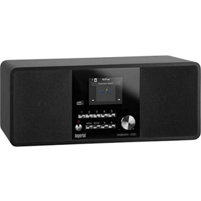 Imagen de Imperial DABMAN i200 Internet/Dab+ Radio (Sonido estéreo, por Internet/Dab+/Dab/FM, WiFi, LAN, Entrada Auxiliar, Salida de línea, Auriculares, Spotify) Negro, 32 x 13,5 11 cm