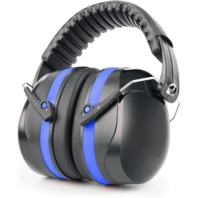 Imagen de Protector Auditivo, insonorizacion Perfecto para el Trabajo de DIYM, Tiro, Caza, Jardinería, herramientas eléctricas, estudiar Casco Antiruido Plegables Adultos, Aislante Ruido (negro con azul)