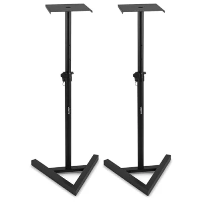 Imagen de Vonyx SMS20 Conjunto de Soportes para Monitor Estudio, Suelo, Regulables en Altura, Pinchos Suelo amortiguadores y Revestimiento Antideslizante