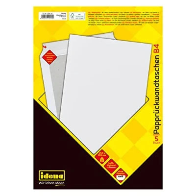 Imagen de Idena 10247 Sobre postal DIN B4, 120 g/m², sensible a la presión, con dorso de cartón, sin ventana, blanco, 5 unidades