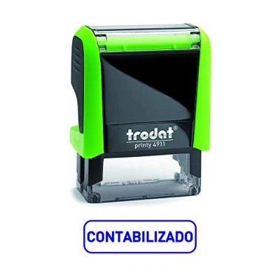 Imagen de Trodat 4911 Printy Sello Fórmula Comercial con Texto Español CONTABILIZADO, entintaje automático, Tamaño de la Placa 37 x 14 mm, Azul