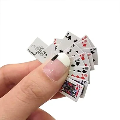 Imagen de juego de 3 cartas juego, mini 54 tarjetas, viaje en miniatura, póquer, decoración del hogar para juegos mesa, casa