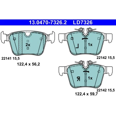 Imagen de ATE 13.0470 7326.2 Juego de pastillas freno preparado para indicador desgaste, excl. contacto avisador desgaste VOLVO: XC60 II, XC40, XC90 II