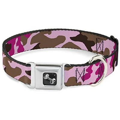 Imagen de Collar de Perro con Hebilla para cinturón Seguridad, Color Rosa Camuflaje, 1 Pulgada Ancho, se Adapta a Cuello 15 26 Pulgadas, Grande
