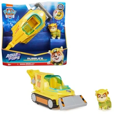 Imagen de PATRULLA CANINA AQUA PUPS Figura de ACCIÓN LA Vehículo Tiburón Martillo Transformable Rubble con Acción Coleccionable 6066158 Juguetes Niños 3 Años +